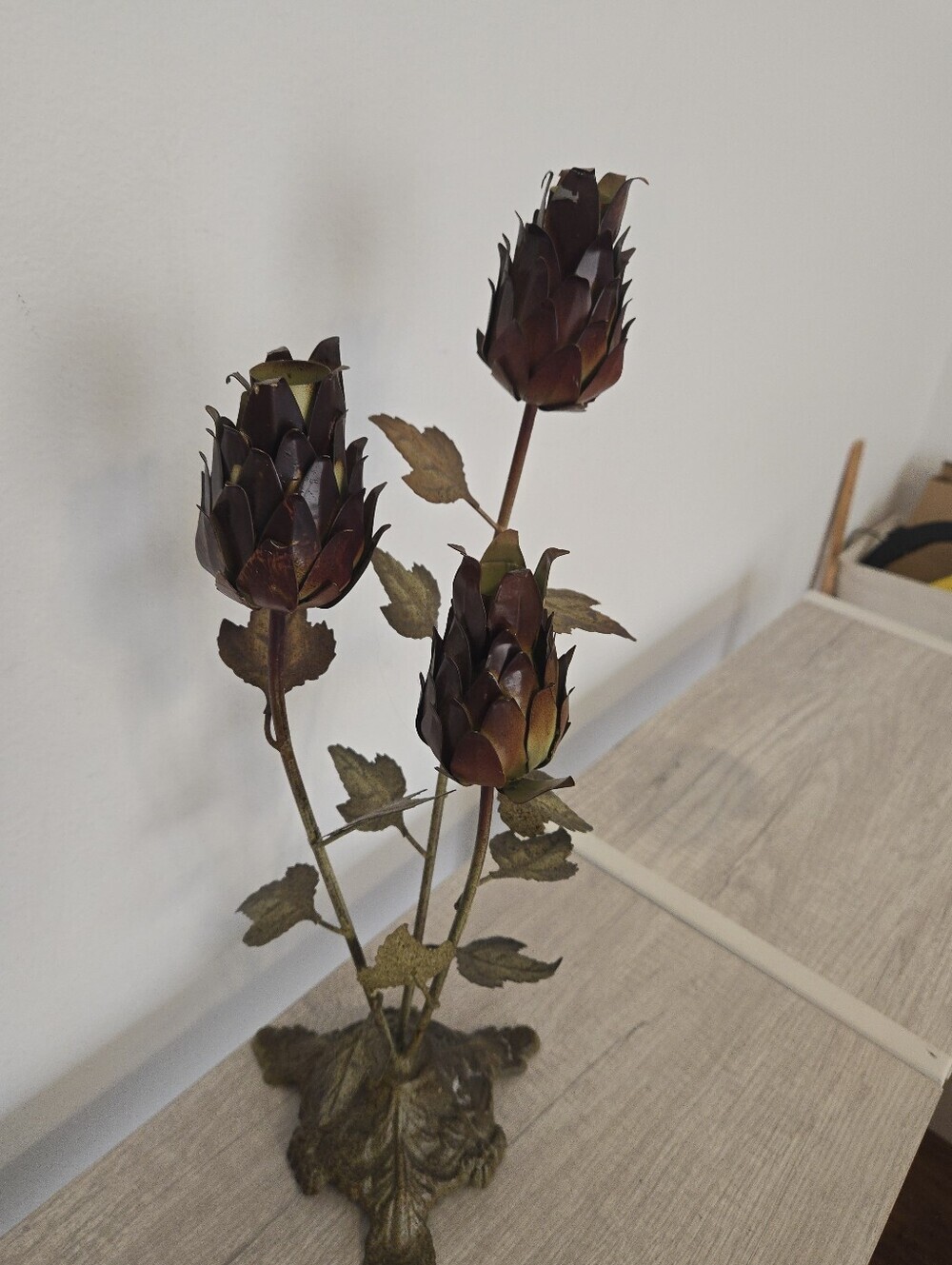 Vintage Flower Candelabra Floral Candelabra Tole Flowers Decor - Picture 5 of 10